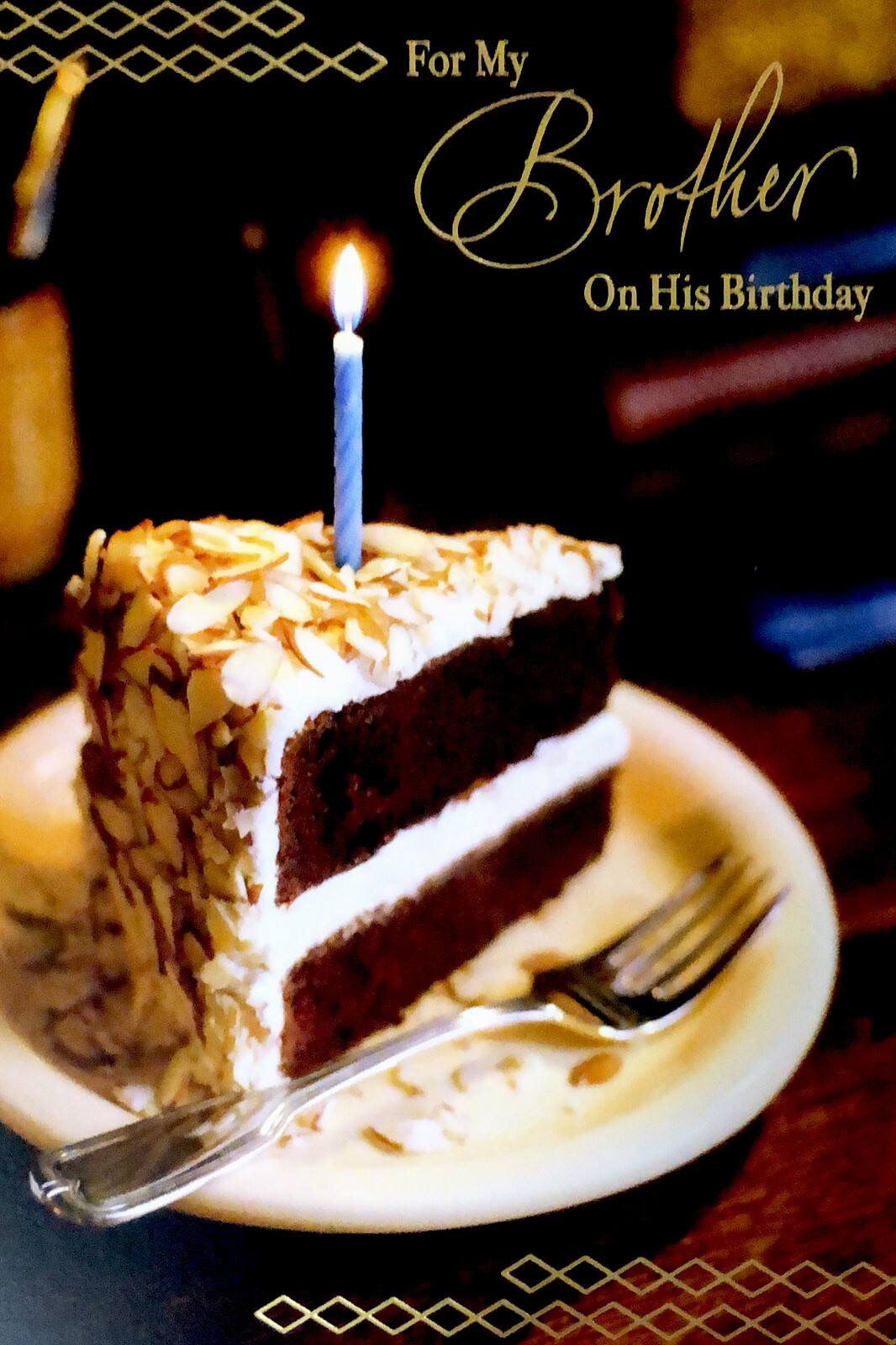 Happy Birthday For My Brother On His Birthday Cake 5”x7” Hallmark Greeting Card