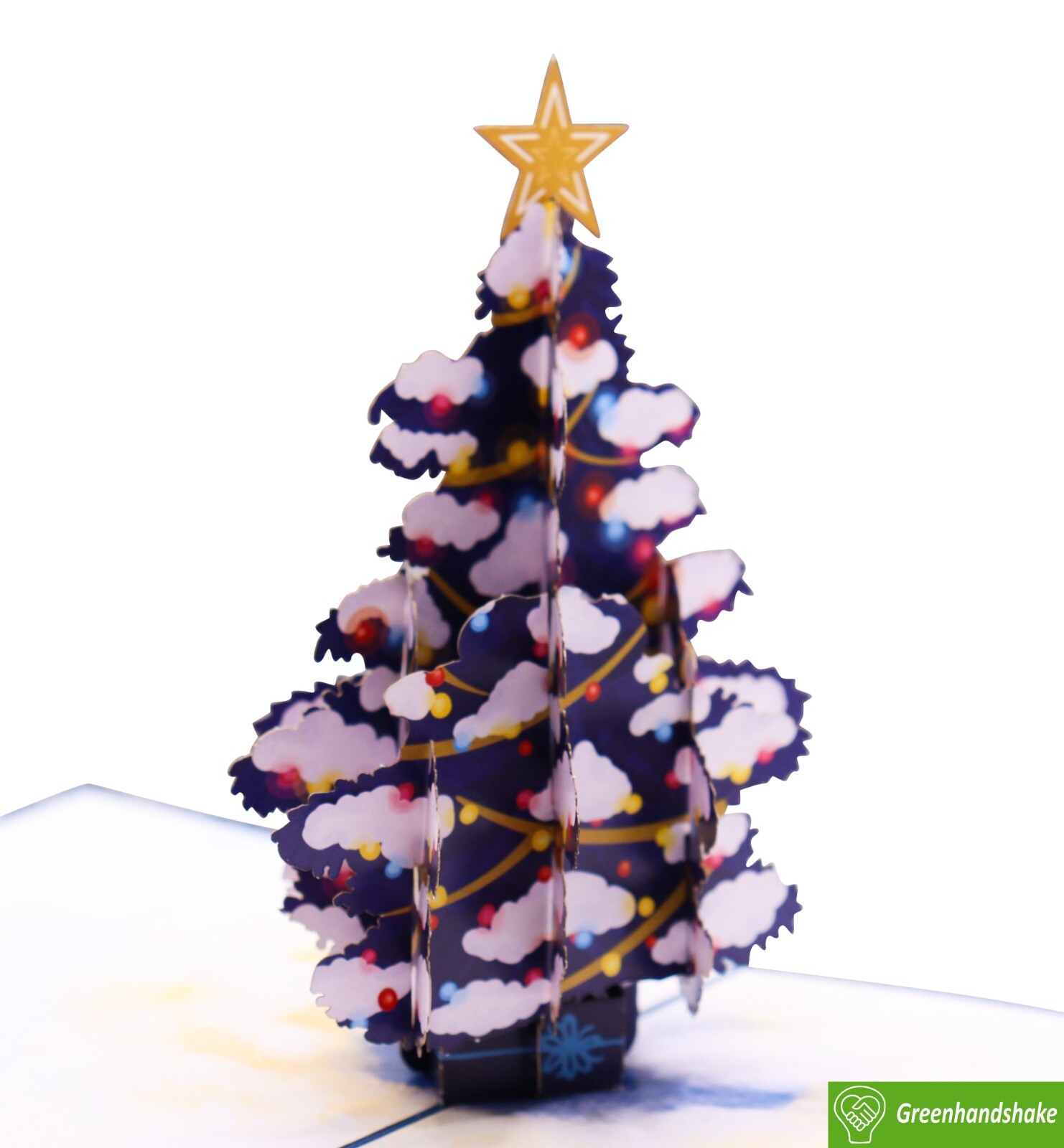Festive Christmas Tree with Glowing Lights, Pop Up Card, 3D Popup Greeting Cards