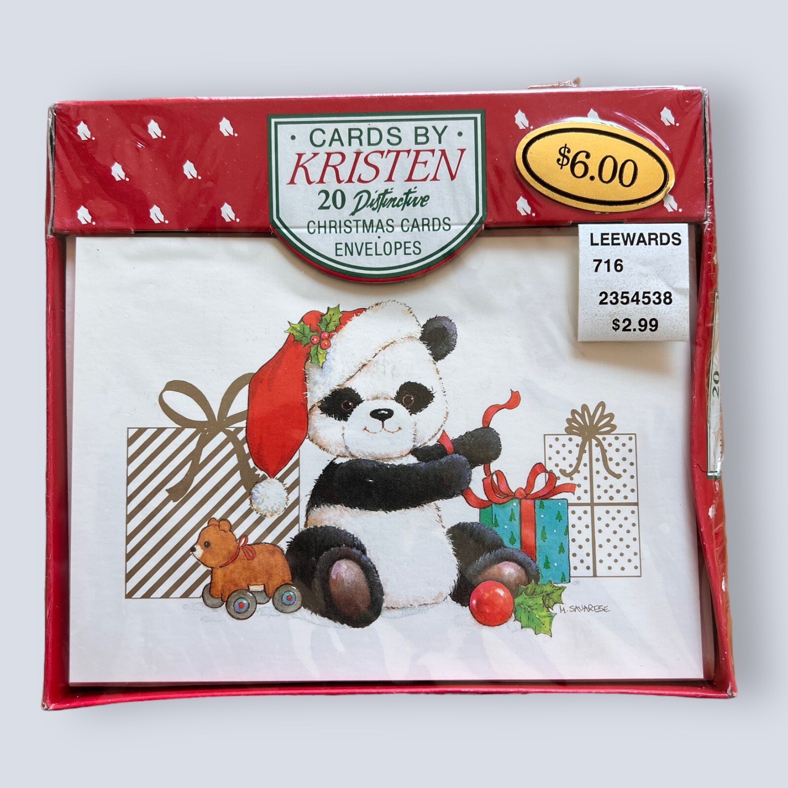 Vintage Burgoyne Christmas Cards Panda Bear 20 Cards By Kristen New Box 1980s
