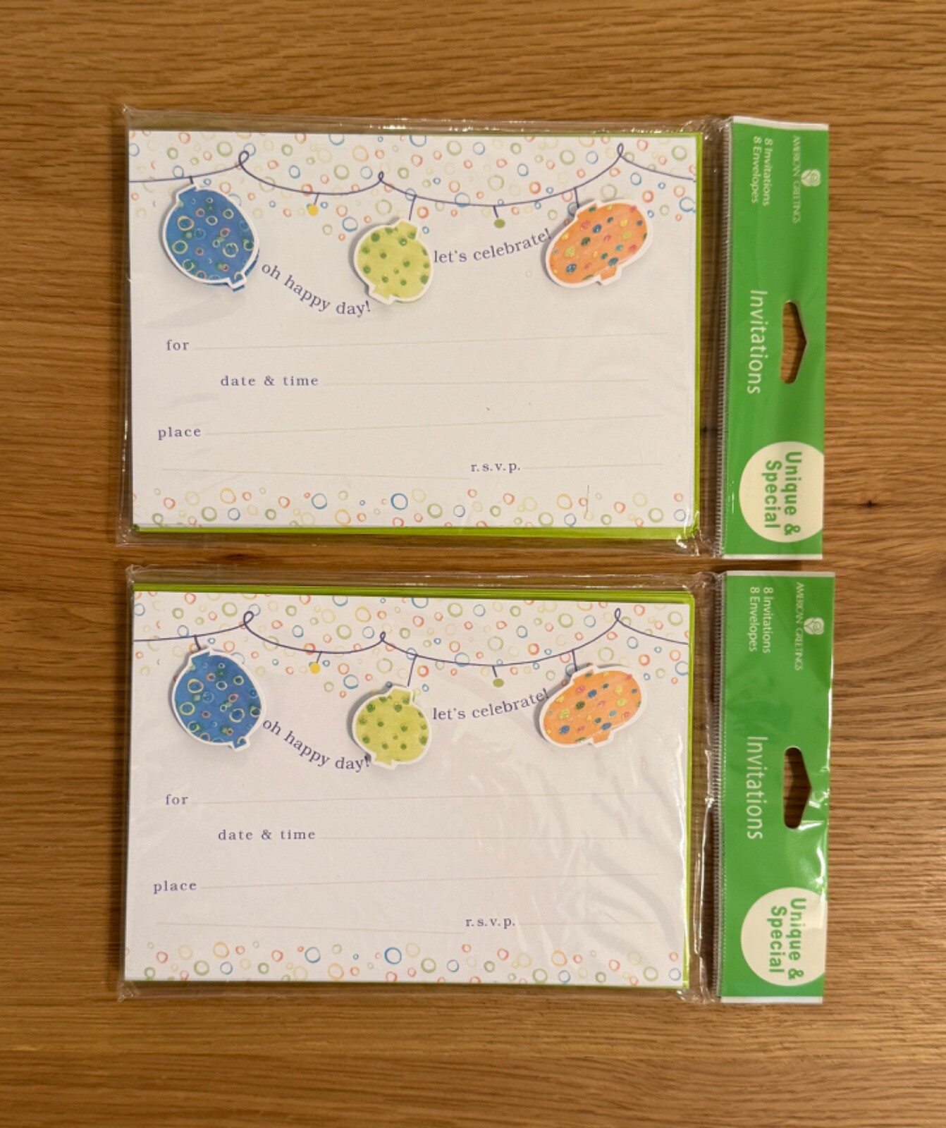 Lot of 2 All Occasions Party Invitations & Envelope American Greetings 16 ct New