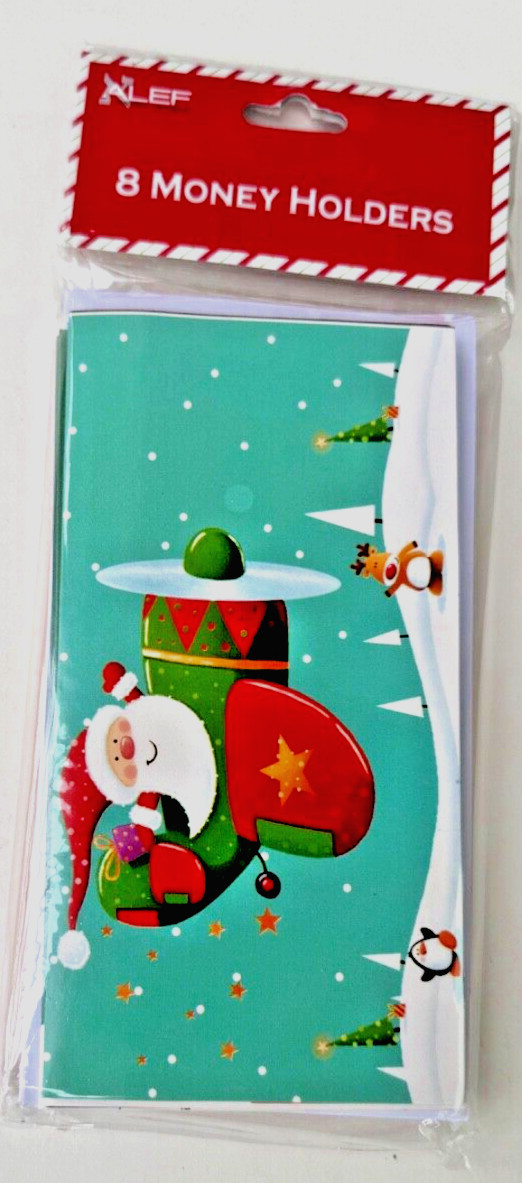 Christmas 6 Money Holders 2 Different Designs Lots of Glitter Santa see pictures
