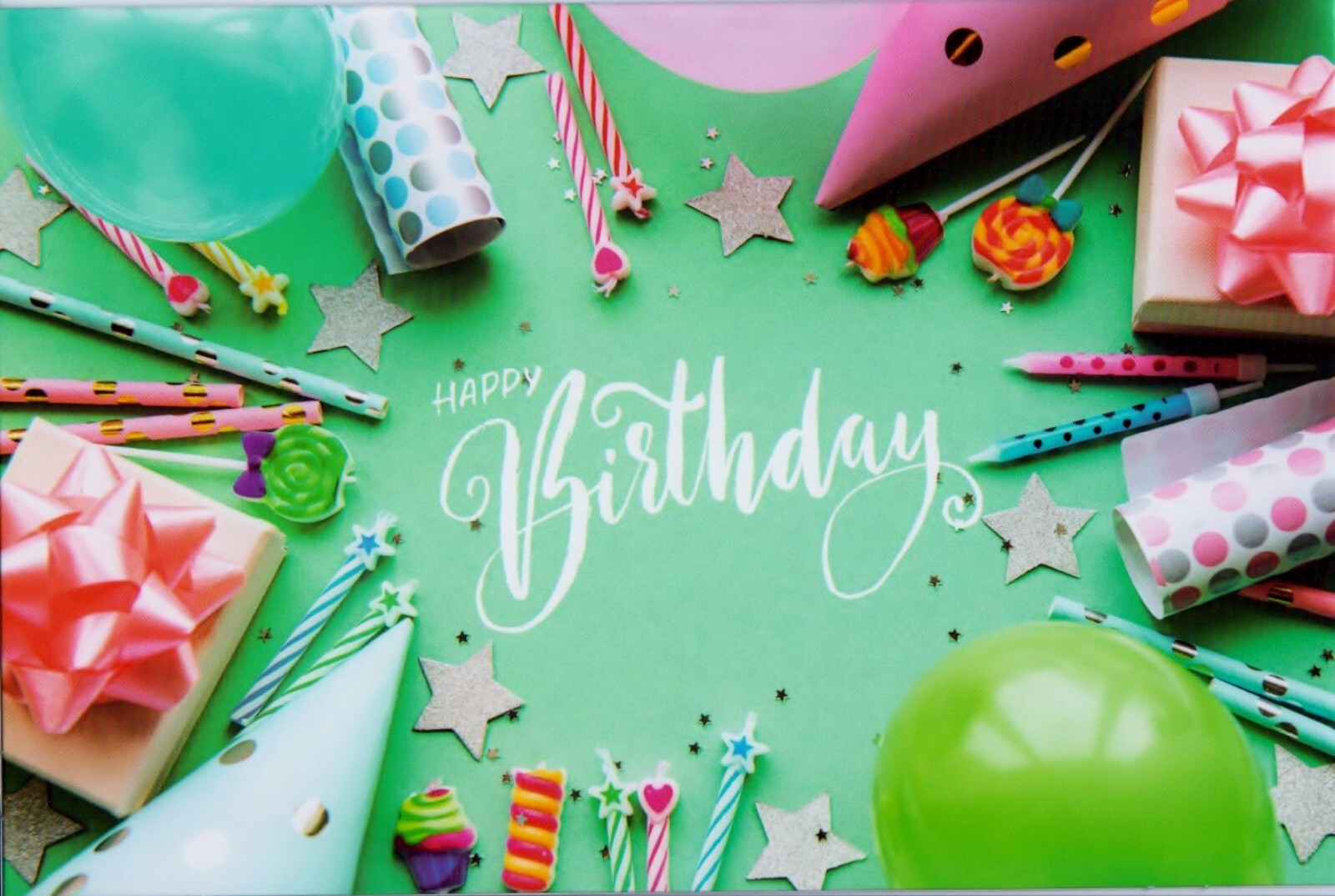 Birthday Balloons Cupcakes Sparkle Candle 1 Card 1 Envelope Greeting Card