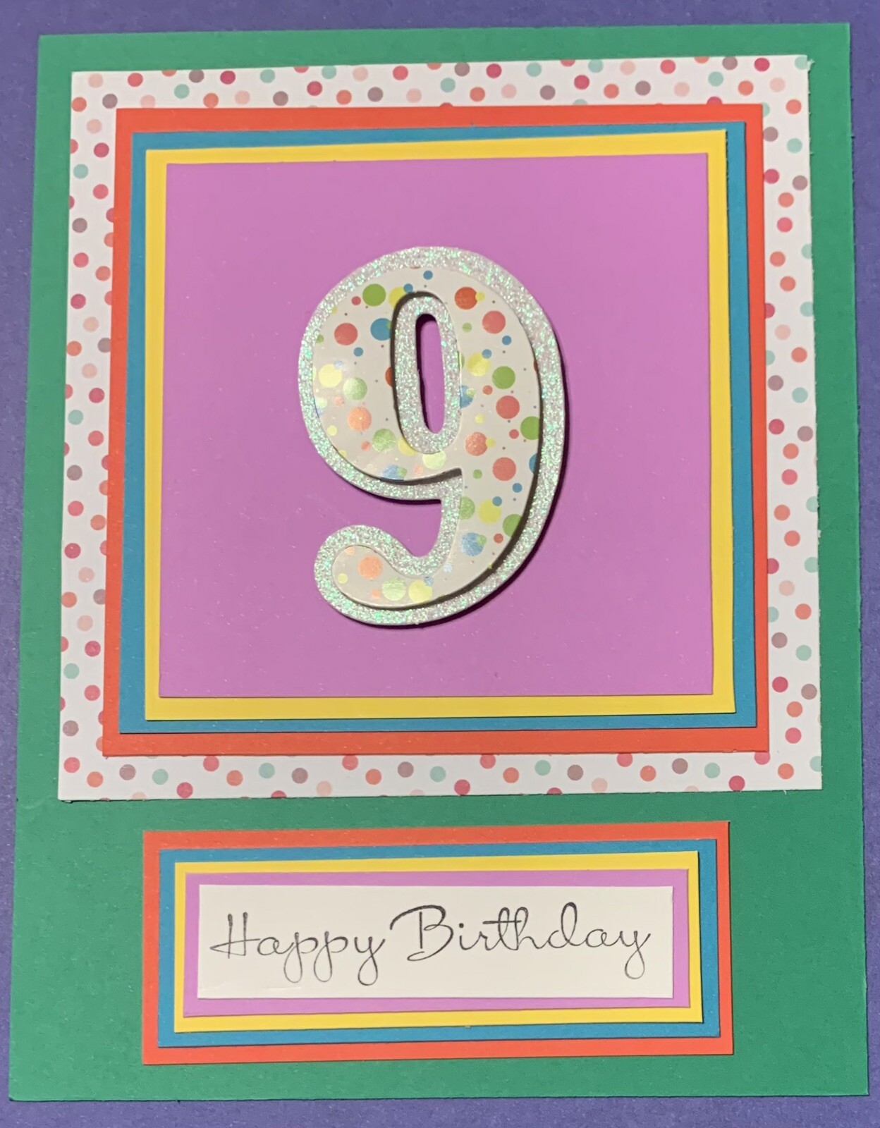 9th Birthday Card Handmade