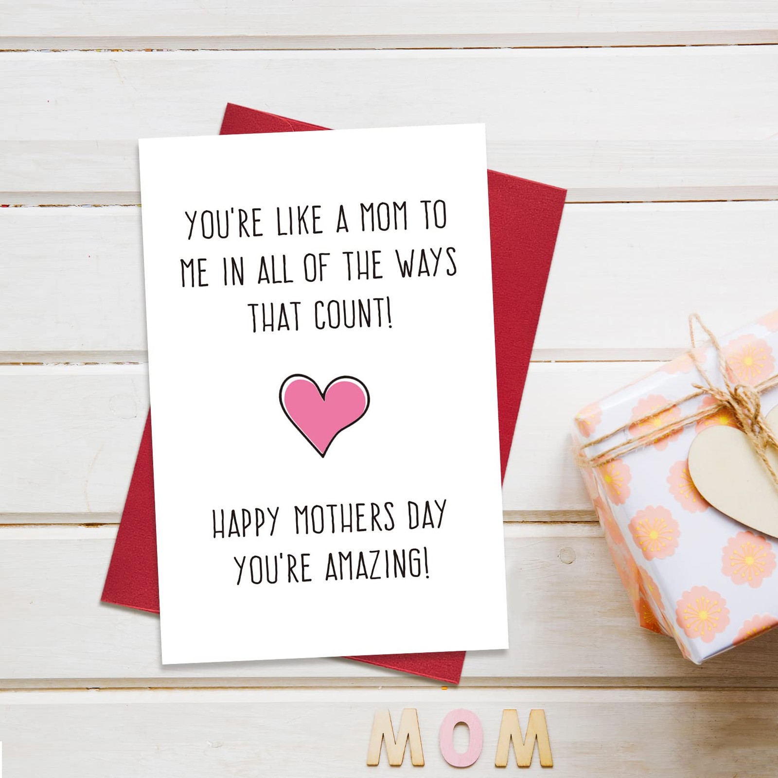 Funny Mothers Day Gifts for Stepmom, Like A Mom to Me Mother’s Day Card Gift, Cu