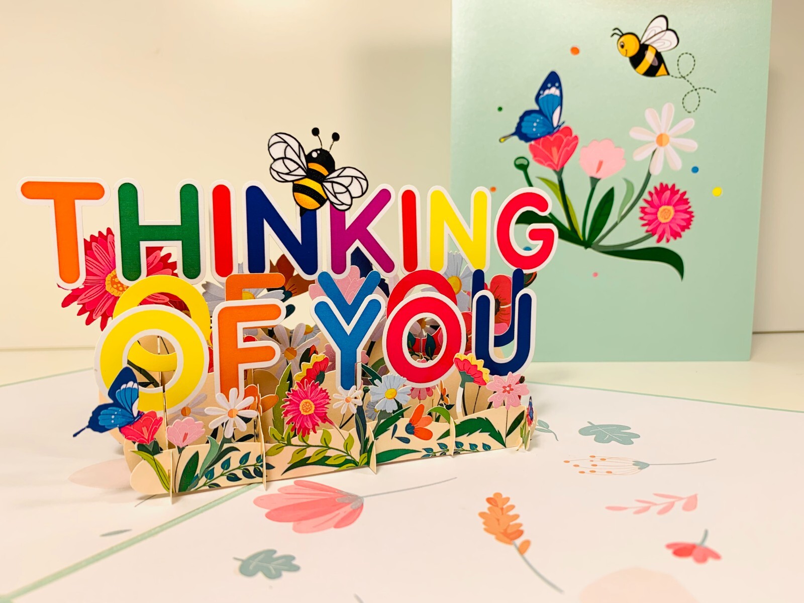 Origami Pop Cards Sweetheart Spring Garden Flowers THINKING OF YOU Card Love